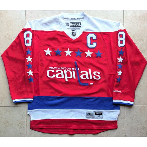 OVECHKIN #8 Washington Capitals 2015-17 Reebok Premier 3rd jersey M red Alt NHL - Picture 8 of 9